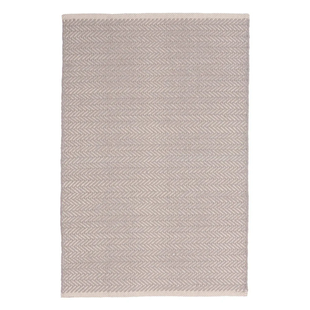 Herringbone Handwoven Cotton Rug in Dove Grey