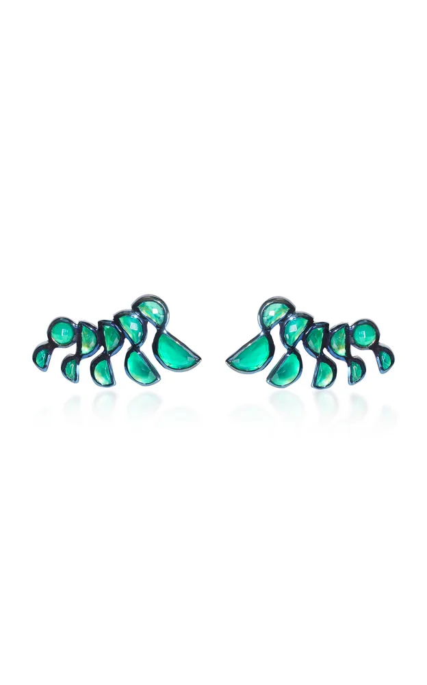 Nakard Lobster Sterling Silver Green Onyx Earrings
