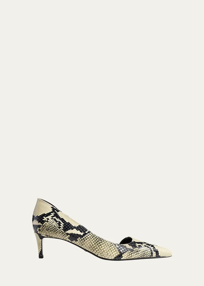 Snake-Printed Leather D'Orsay Pumps