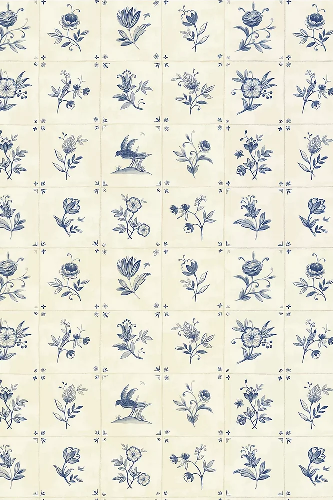 Azulejo Tile Floral Peel-and-Stick Wallpaper