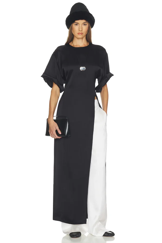 Longline Shirt in Double Face Satin