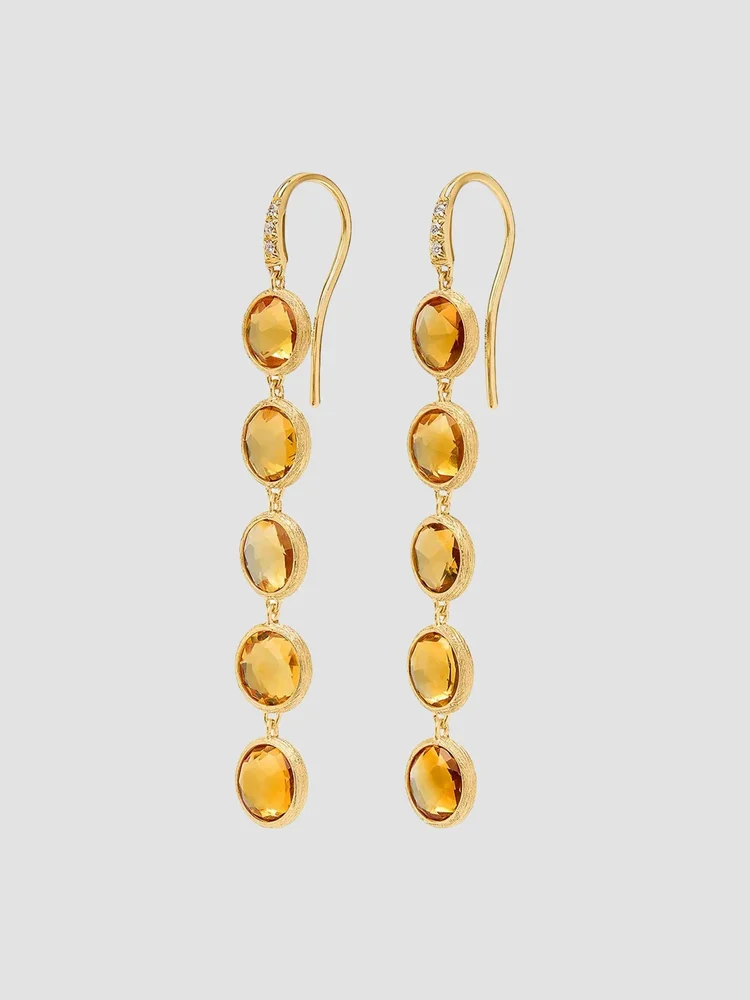 Jaipur Color 18K Yellow Gold, Citrine & 0.03 TCW Diamond Drop Earrings