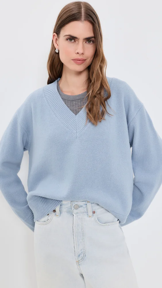 Brenna Merino Wool Sweater (Light Blue)