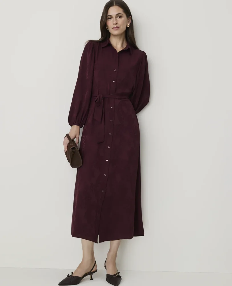 Paisley Belted Midi Shirtdress