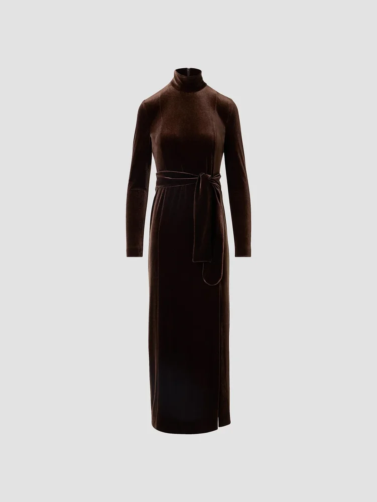 Techno Stretch Velvet Midi Dress