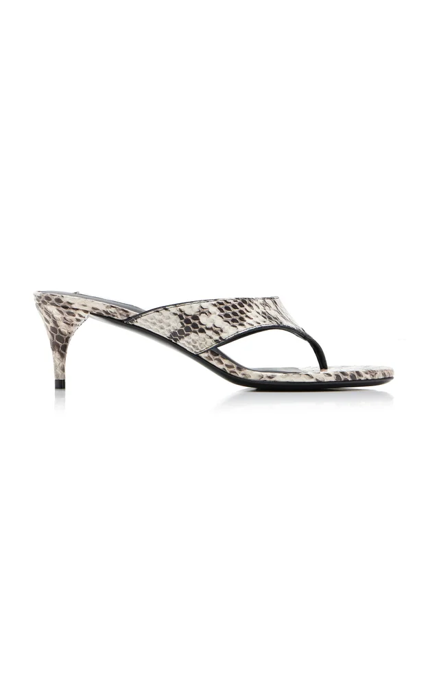 Infradito Snake-Effect Leather Thong Sandals