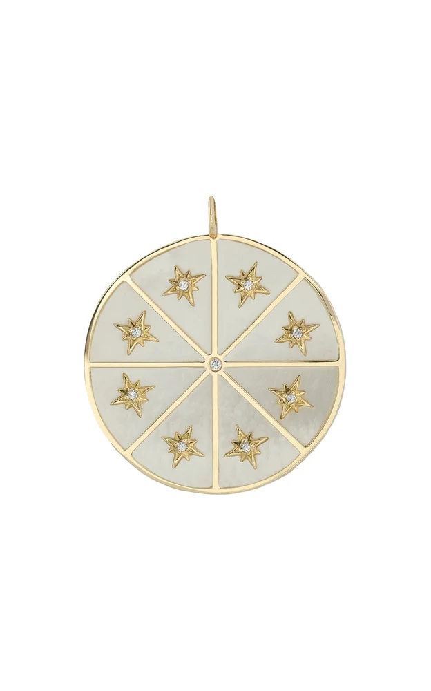 18K Yellow Gold Mother Of Pearl Diamond Pendant