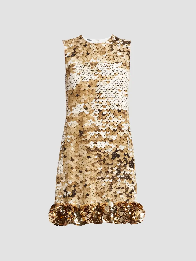 Sequin Silk Shift Mini Dress