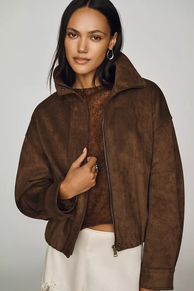 Imara Faux Suede Funnel Neck Jacket