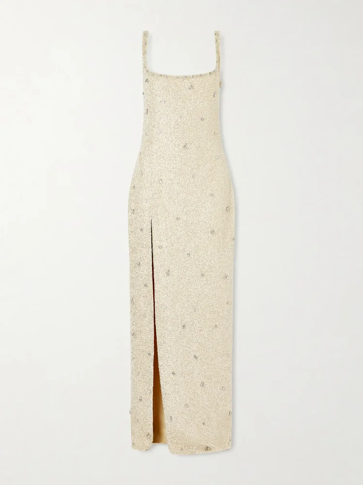 Pamela embellished stretch-mesh gown