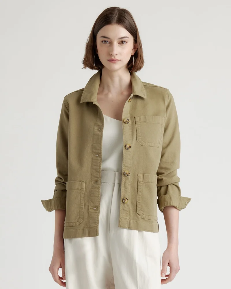 Organic Comfort Stretch Chore Jacket in Olive