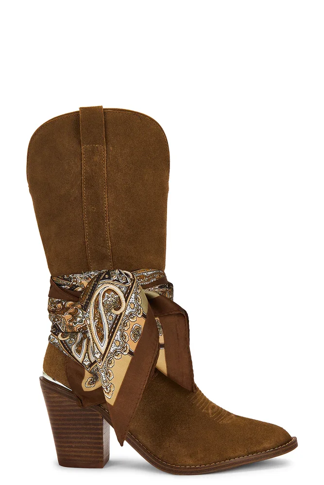 Brown Suede Knee High Heeled Boots