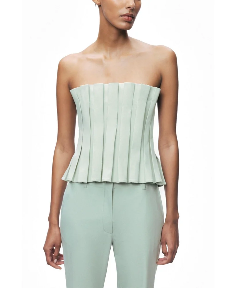 Pleated Strapless Bustier Top