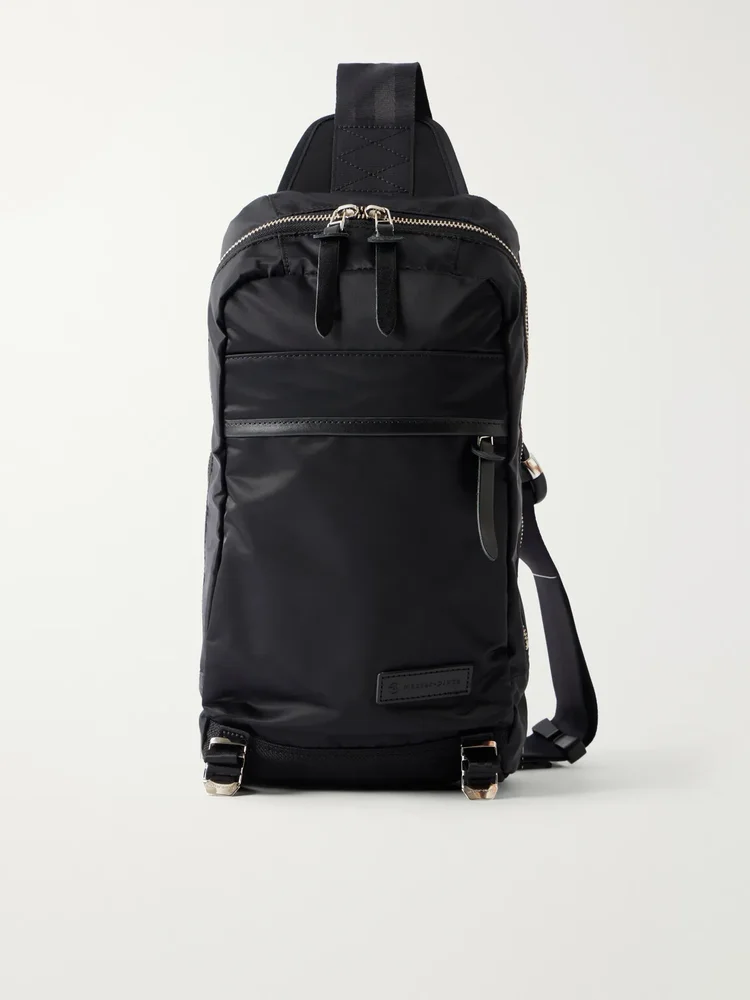 Lightning Leather-Trimmed Shell Sling Backpack