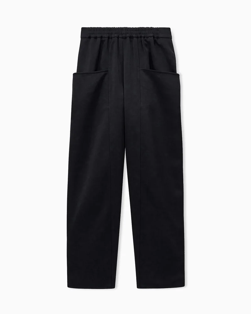 Trousers techno duchesse oversized fit with front pockets