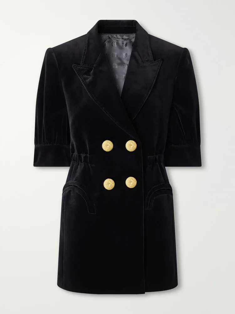 Anyway embellished cotton-velvet mini dress