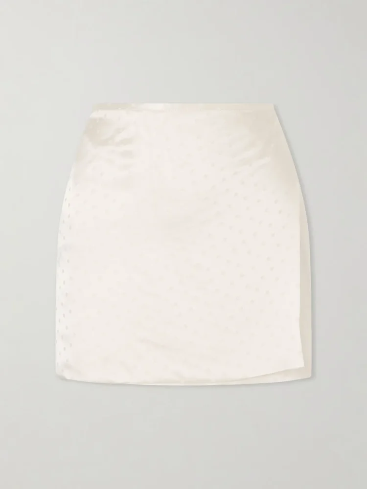 Shejo polka-dot satin-jacquard mini skirt