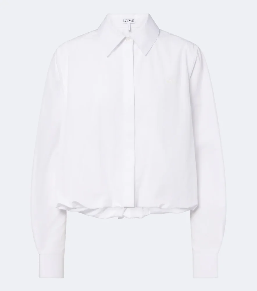 Cropped cotton poplin shirt