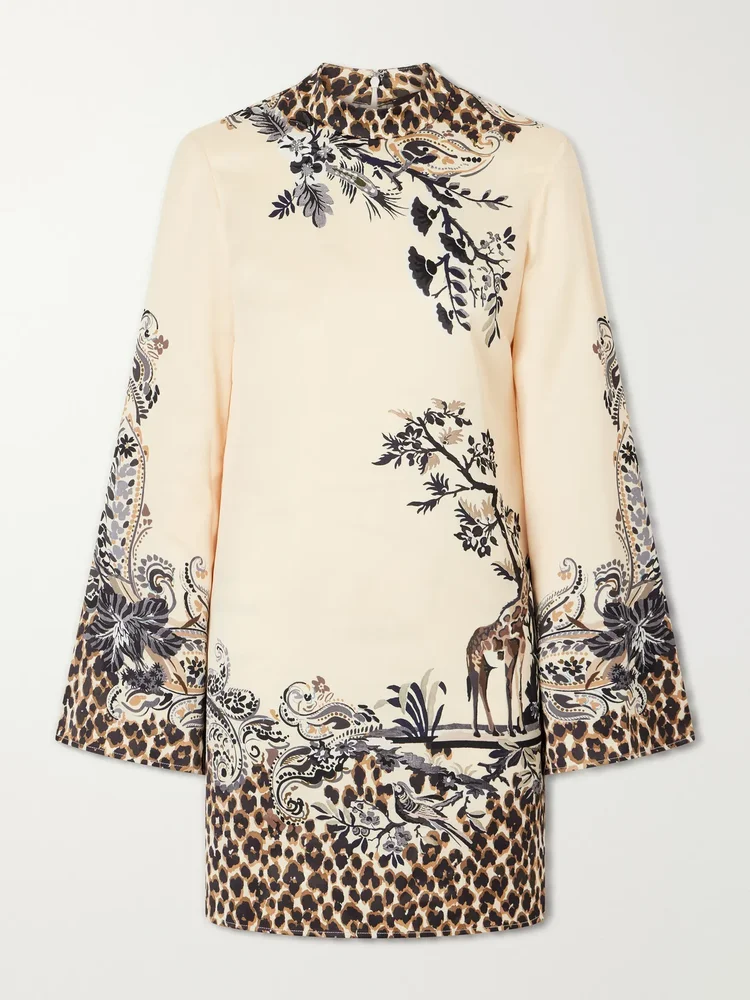 Printed satin mini dress