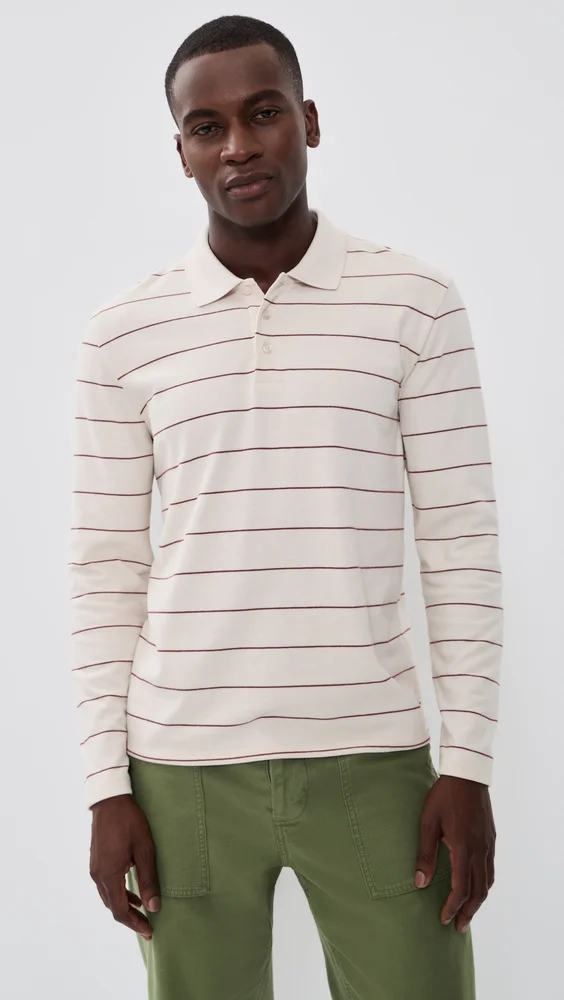 Striped Long Sleeve Polo