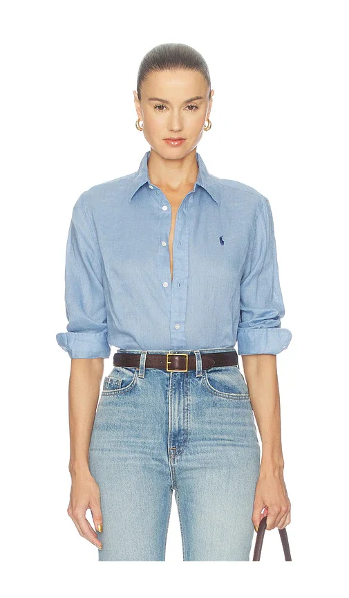 Linen Long Sleeve Button Front Shirt