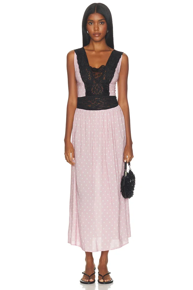 Lace Trim Maxi Dress