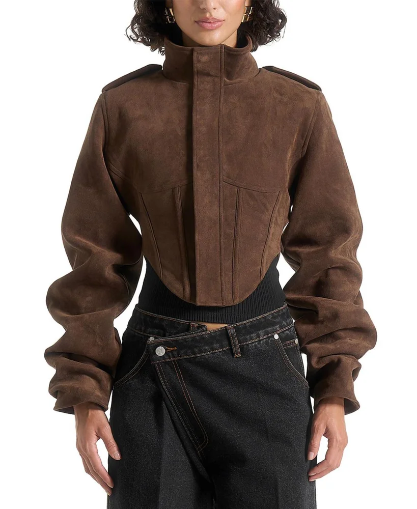 Solange Suede Tacked Sleeve Corset Jacket