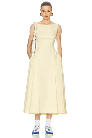 Stretch Cotton Sateen Midi Dress