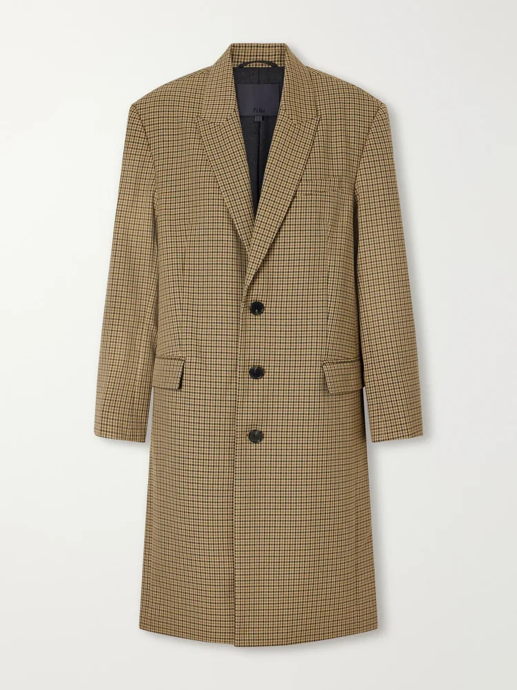 Checked twill coat