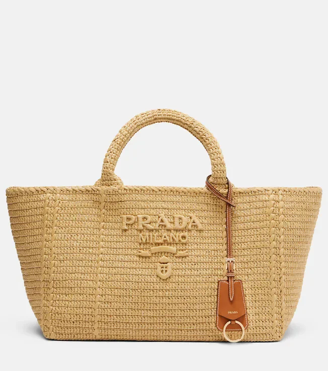Medium raffia-effect shopper