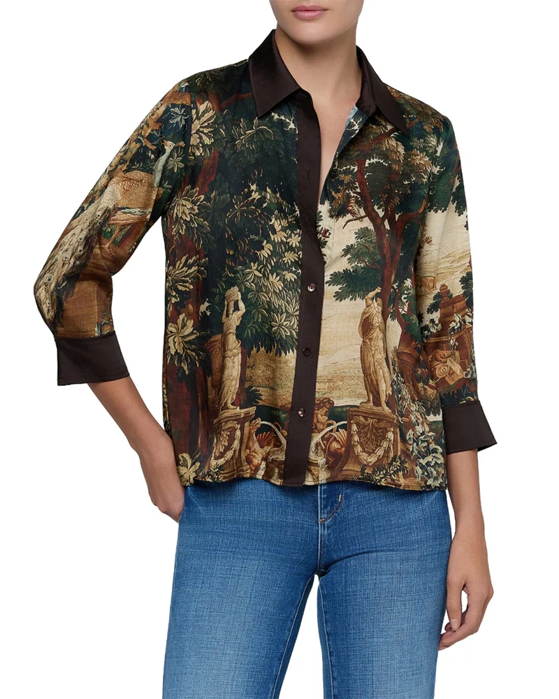 Eulalie Placement Print Blouse