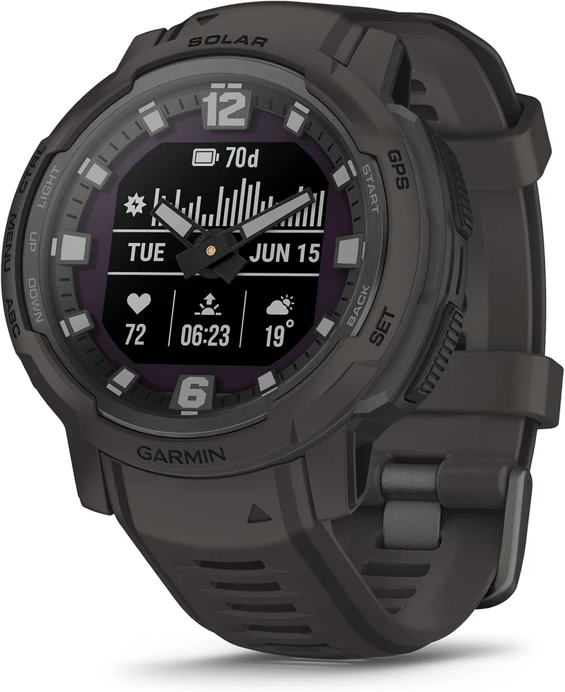 Garmin Instinct Crossover Solar Hybrid Smartwatch, 45mm, Graphite