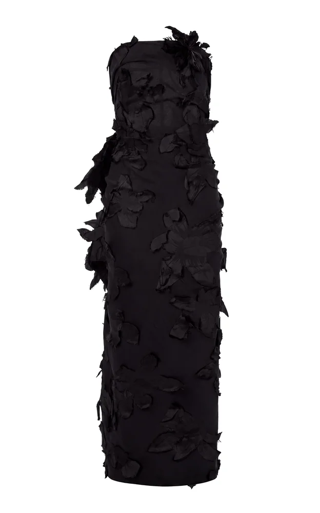 Ruffled Back Cotton-Blend Midi Dress