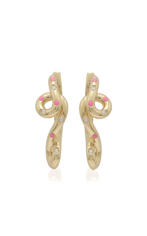 9k Yellow Gold Double Wave Hoop Earrings