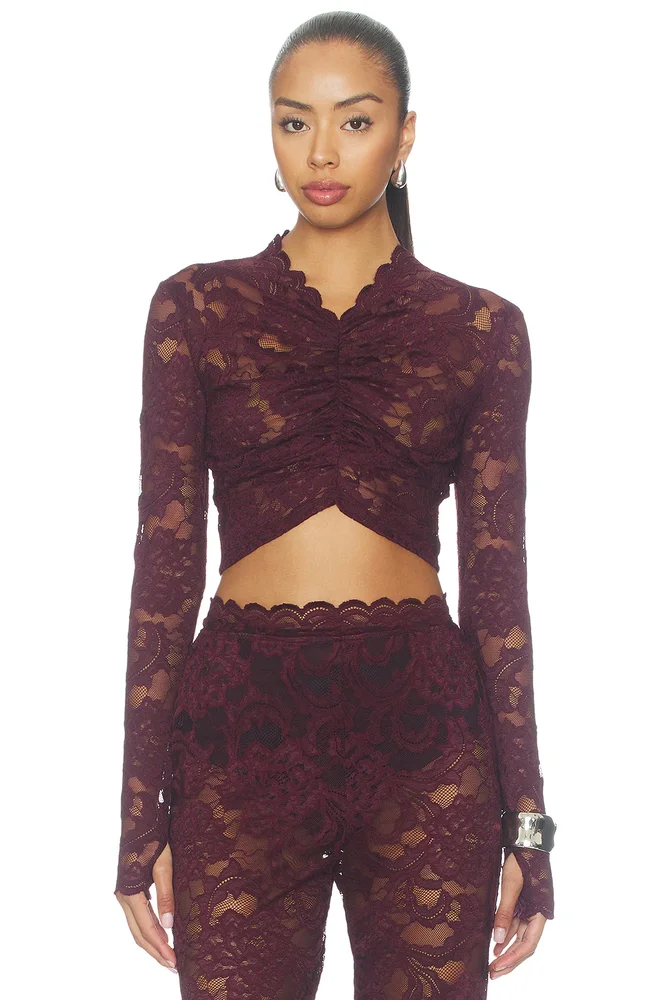 Delphine Lace Long Sleeve Crop Top