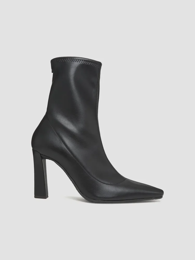 90MM Leather Square-Toe Ankle Booties
