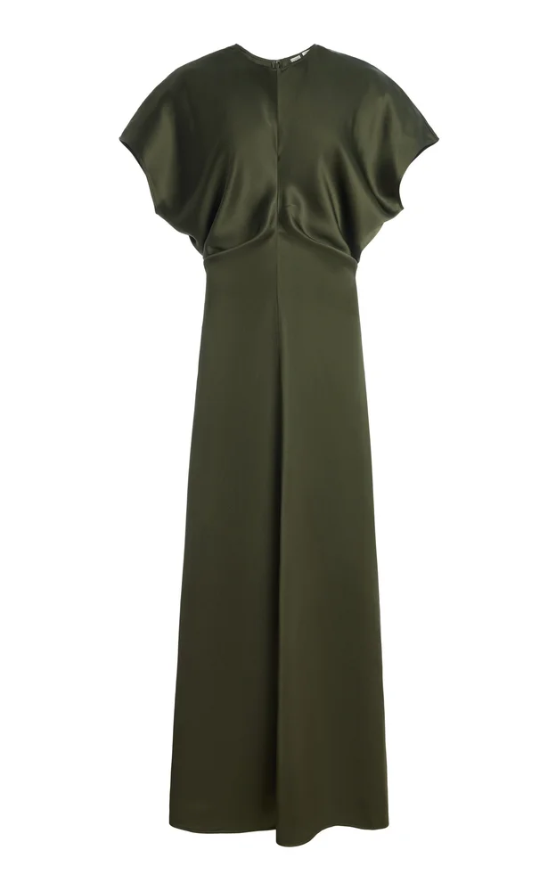 Slouch Waist Satin Midi Dress