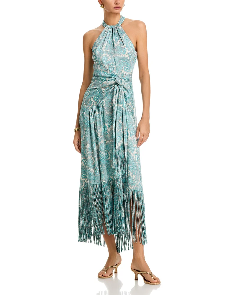 Hendrix Paisley Fringe Trim Dress