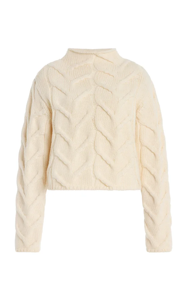 The Cable Funnel-Neck Wool Sweater