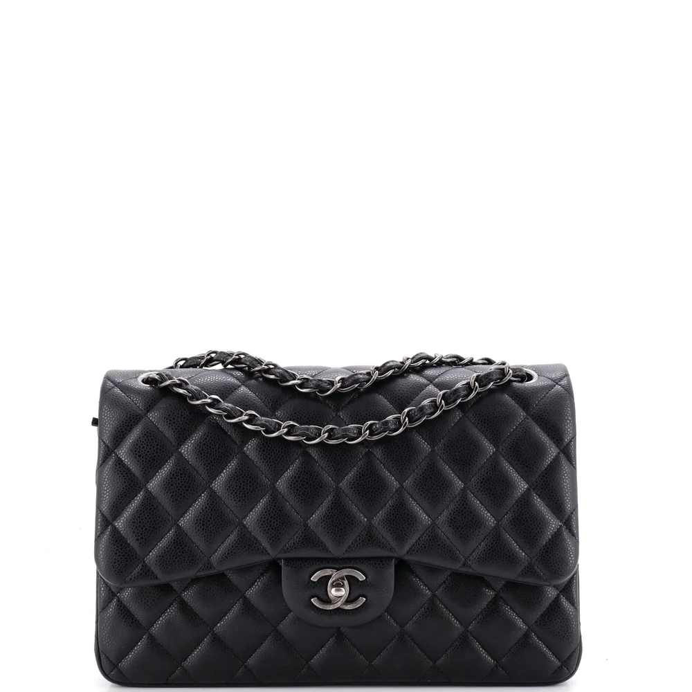 Classic Double Flap Bag Quilted Caviar Jumbo