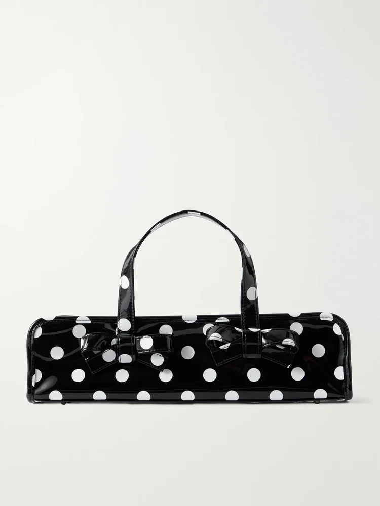 Polka-dot PVC top-handle bag
