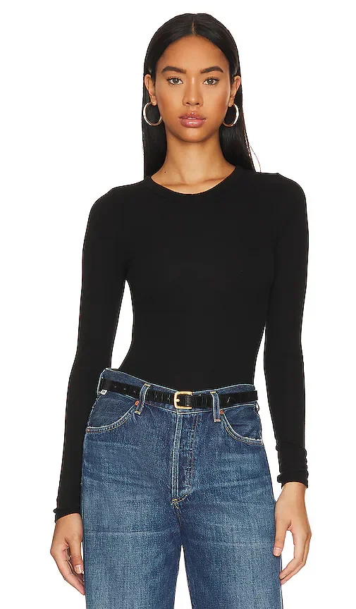Knit Long Sleeve Fitted Crew
