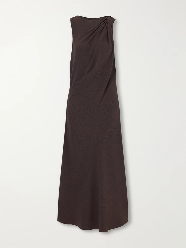 Knotted Crepe Midi Dress