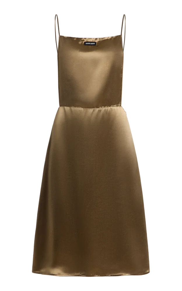 Ruffled Satin Midi Dress