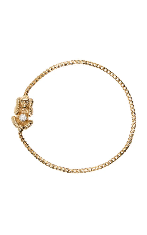 Hear No Evil 14K Yellow Gold Diamond Bracelet