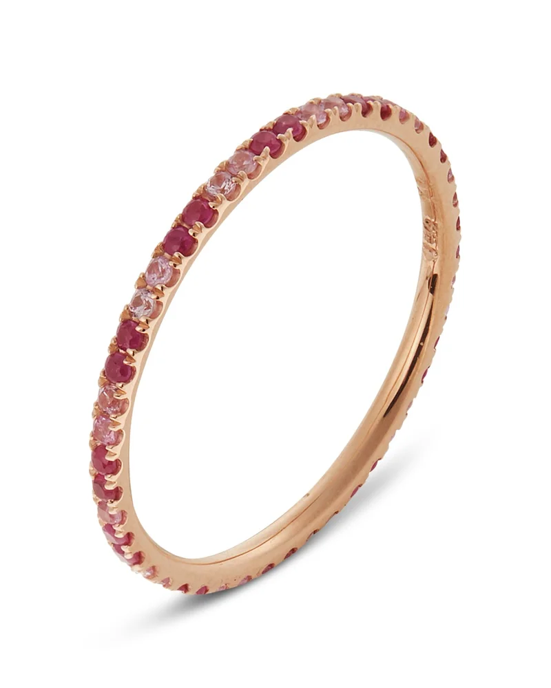 18K Rose Gold Fine Classic Ruby & Pink Sapphire Eternity Band