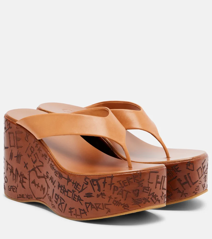 Maxime Leather Wedge Thong Sandals