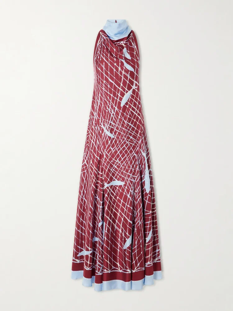 Stretch-Silk Floral Maxi Dress
