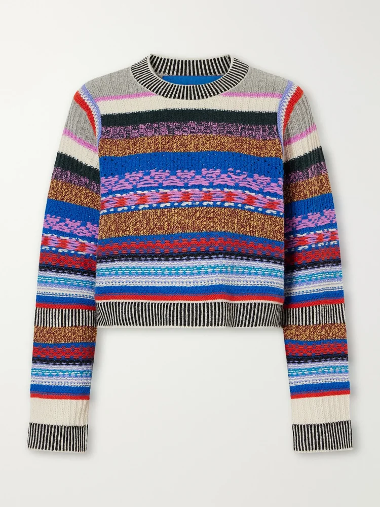 The Extra Crop striped alpaca and wool-blend sweater