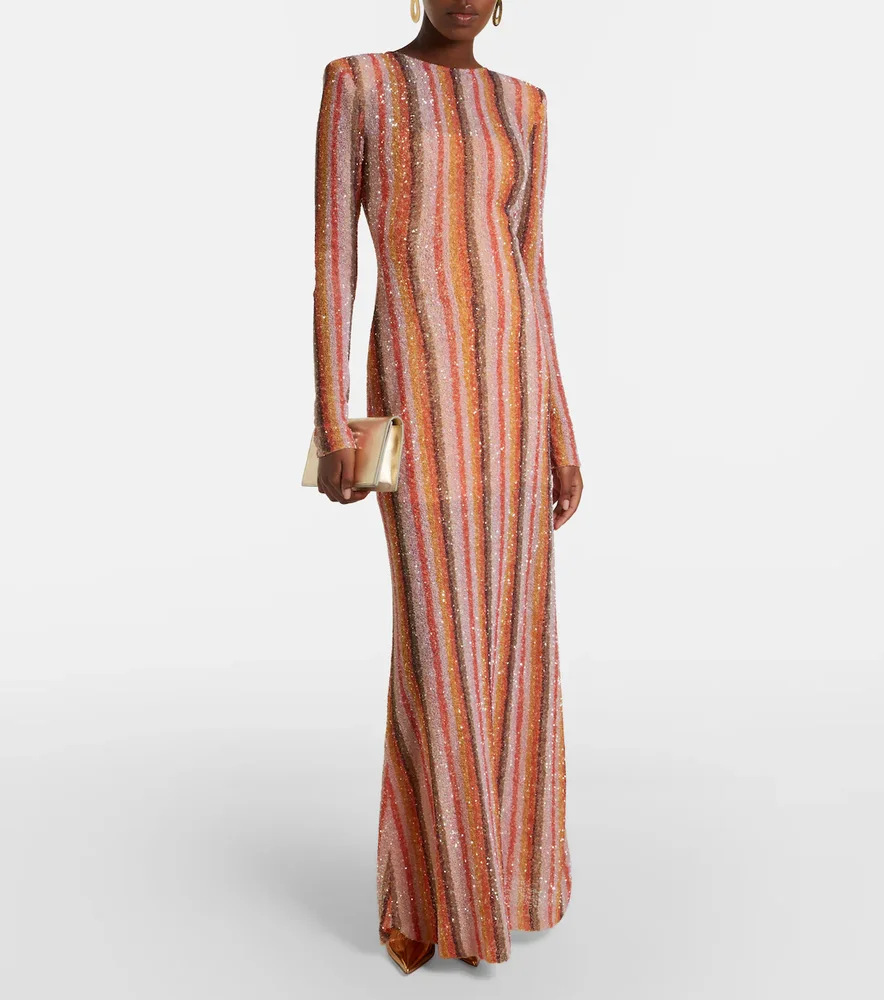 Isadora Sequined Striped Gown